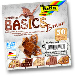 Folia origami papír "basics" 10x10cm barna 50ív (F466-1010)