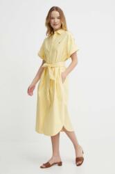 Ralph Lauren pamut ruha sárga, midi, egyenes, 211935153 - sárga M