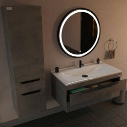 TMP IRON fürdőszobai tükör 70 cm - világítással - FEKETE keret - kerek (00401122) - temo