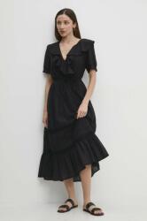 ANSWEAR pamut ruha fekete, midi, harang alakú - fekete S/M - answear - 38 990 Ft
