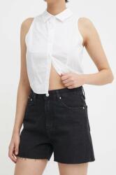 Calvin Klein Jeans farmer rövidnadrág női, fekete, sima, magas derekú, J20J222812 - fekete 28