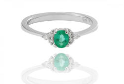 Moon Diamonds - Smaragd köves fehérarany gyűrű 50-00000-1755F/54 (50-00000-1755F-54)