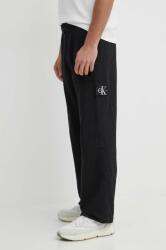 Calvin Klein nadrág vászonkeverékből fekete, egyenes, J30J325126 - fekete XXL