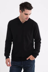Legend World Wide LW9133 V-nyakú pamut férfi pulóver Legend World Wide, Black-L (lw9133bl-l)