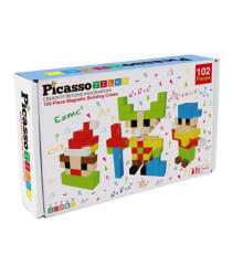 PicassoTiles Set PicassoTiles Puzzle magnetic cu 102 cuburi Pixel (piese magnetice 3D) Jucarii de constructii magnetice