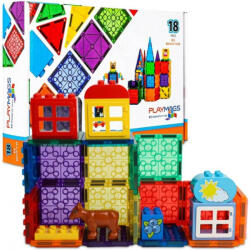 Playmags Set Playmags 18 piese magnetice de construcție cu forme mari pentru cărămizi de construit gen Lego