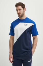 PUMA pamut póló POWER sötétkék, férfi, mintás, 678929 - sötétkék S