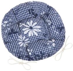 BellaTEX Perna de scaun Bellatex DITA rotundă matlasată Cuburi cu floare albastră, 40 cm