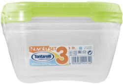 Tontarelli Set de borcane de plastic pentrualimente 3 x 1 l, verde