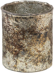 Clayre & Eef Set 2 suporturi lumanari sticla maro aurie 8x9 cm (6GL3616) - storel