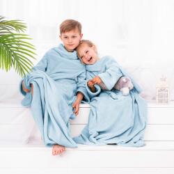 DecoKing Pătură de decorare cu mâneci Lazy Kids albastru , 90 x 105 cm Patura
