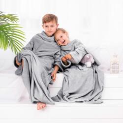DecoKing Pătură de decorare cu mâneci Lazy Kids oțel , 90 x105 cm Patura