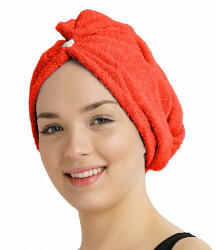 4home Turban de păr din terry cu uscare rapidă roșu