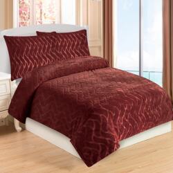 4-Home Lenjerie de pat inclusă, microfleece Wave burgundy, 140 x 200 cm, 70 x 90 cm