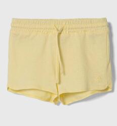 United Colors of Benetton gyerek pamut rövidnadrág sárga, sima, állítható derekú - sárga 90