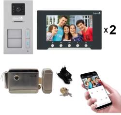 Mentor Kit Interfon Video 2 familii wireless WiFi IP65 2MP 7 inch Color 3in1 2 fire Mentor SYKT019