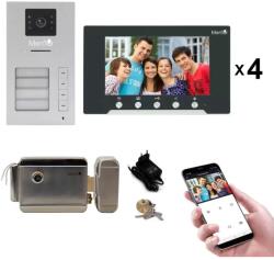 Mentor Kit Interfon Video 4 familii wireless WiFi IP65 2MP 7 inch Color 3in1 2 fire Mentor SYKT020 (MMDSYKT020)