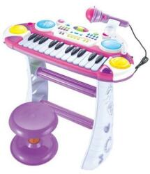 Bebeking Orga de jucarie cu scaunel si microfon functional pentru fetite 335 MOV Instrument muzical de jucarie