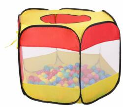 Iplay Cort de joaca pentru copii tip piscina uscata, cu 100 de bile colorate incluse, iPlay, 90 x 90 x 70 cm, Galben/Rosu (8600B) - babyneeds