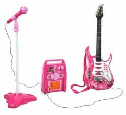 Kruzzel Set chitara, amplificator si microfon 72 x 24 cm Kruzzel MY18260 (MY18260_Roz) - babyneeds Instrument muzical de jucarie