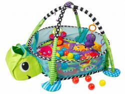 ECOTOYS Covoras educational pentru copii, interactiv, multifunctional, 3 in 1, tarc, loc de joaca, cu 30 de bile colorate, 100 x 68 X 50 cm , Ecotoys, Turtle (88967)