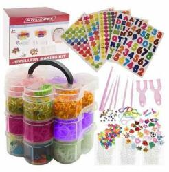 Kruzzel Set creativ elastice loom colorate cu organizator si accesorii, 3000 piese Kruzzel MY18234 (MY18234_Initiala)