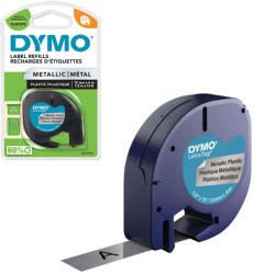 DYMO Etichete originale plastic argintiu 12mm x 4m DYMO LetraTag 91208 S0721730 (91208)