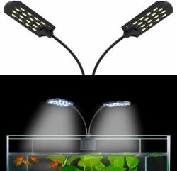 X7 LED dublu cu lumină albă grațioasă pentru acvarii (15 W | LED-uri: 2 x 16, albe | 31.5 x 5.5 x 1 cm | Corp: negru)
