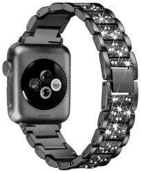 Apple Watch fekete strasszköves fém szíj 38/40/41/42 (series10)mm