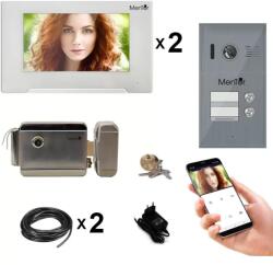 Mentor Kit Interfon Video 2 familii wireless WiFi IP65 2MP 7 inch Color 3in1 4 fire Mentor SYKT025