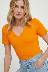 Tommy Hilfiger pamut póló női, narancssárga - narancssárga L