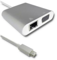 Qoltec Adapter USB 3.1 typC / VGA F + USB 3.0 A F + RJ45 F + PD (50410) - vexio