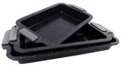 Royalty Line Set de tăvi antiaderente cu acoperire din marmură, negru, 3 piese Tava