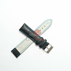  Curea Piero Magli neagră, cusătură albastră, model aligator QR 24mm - 085931501