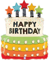 Fólia lufi "Happy Birthday" torta formájú 66 cm 25212 (1058025212-P)