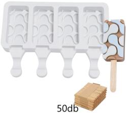 Jégkrém készítő szilikon forma, Molekula minta 13x18cm - Jégkrém készítő+ Fa pálcika 50db