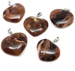 R. M. ékszer Szív medál opál barna 3cm (MDG) (021089)