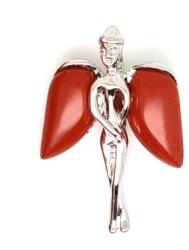 R. M. ékszer Angyal szárnyas fém medál jáspis vörös 23x33mm (021401)