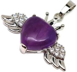 R. M. ékszer Szív medál fém szárny Ametiszt 3, 5x2cm (021854)