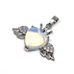 R. M. ékszer Szív medál fém szárny Opalit 3, 5x2cm (021862)