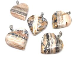 R. M. ékszer Szív medál Kalcit zebra (020560)