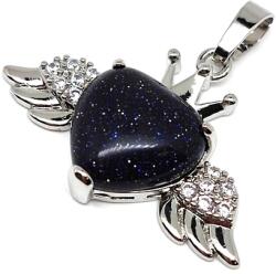 R. M. ékszer Szív medál fém szárny Goldstone kék 3, 5x2cm (021864)