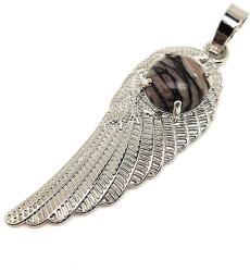 R. M. ékszer Angyalszárny fém medál jáspis picasso 15x45mm (021670)