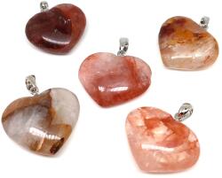 R. M. ékszer Szív medál Hematoid kvarc vörös 2, 5-3cm (MDG) (021134)