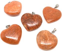 R. M. ékszer Szív medál Holdkő barack 3cm (MDG) (021888)
