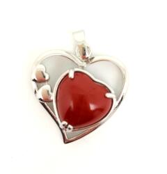 R. M. ékszer Szív medál fémmel jáspis vörös 2, 5x2, 5cm (020578)