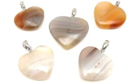 R. M. ékszer Szív medál Achát szürke sávos A 3cm (MDG) (021130)