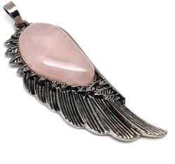 R. M. ékszer Angyalszárny medál fém Rózsakvarc 2x6cm (021697)