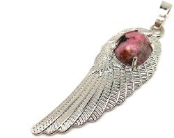 R. M. ékszer Angyalszárny fém medál Rodonit 15x45mm (021086)