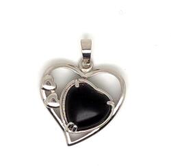 R. M. ékszer Szív medál fémmel obszidián 2, 5x2, 5cm (021025)